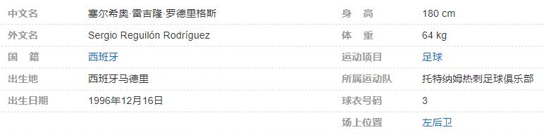 塞尔希奥-雷吉隆个人详细资料简介